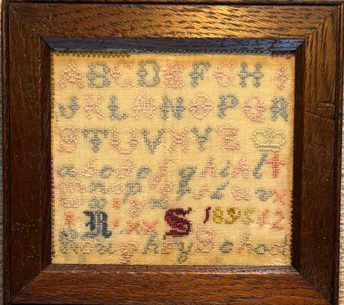 Miniature antique sampler - antique,