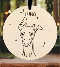 Italian Greyhound Christmas Bauble Ornament Xmas Engraved Personalised Gift