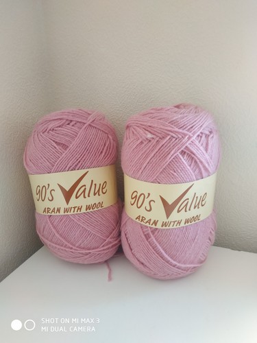 Pale rose aran with wool - with, 2x