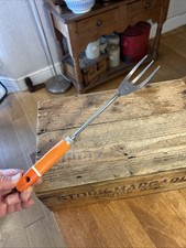 Vintage Skyline Carving Fork Kitchen Utensil - Orange Handle - Great!
