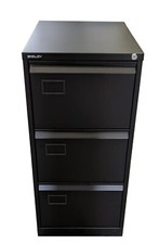Bisley 3 Drawer Foolscap AOC3 Filing Cabinet Home & Office Black with Keys