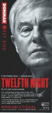 London TWELFTH NIGHT - DEREK JACOBI 2008 pictorial flyer