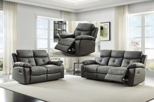 Dark Grey Leather 3 Seater, 2