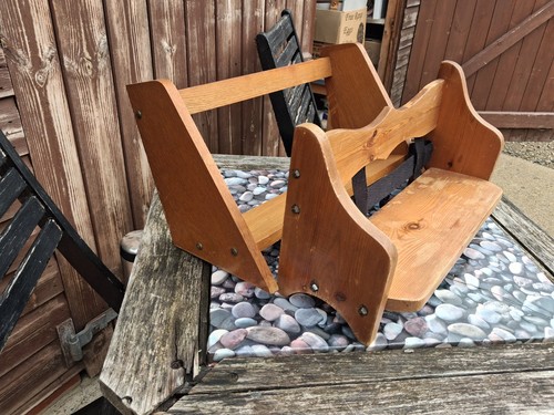 Pine wooden retro desk - wooden,