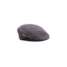 Lacoste Men's Wool Broadcloth Winter Padded Grey Flat Cap