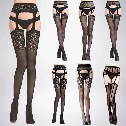 Fishnet garter belt stocking - fishnet,