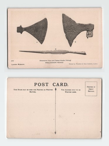 Vintage postcard decorated axe - decorated,