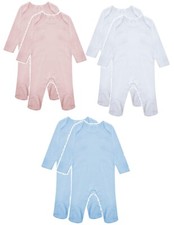 2 Pack BOY/GIRL Plain 100 Cotton Romper Suit Bodysuit Vest BABY GROW Long Sleeve