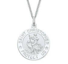 Sterling Silver ST Christopher Pendant / Necklace - Choice of Chain