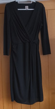 Anne Klein Faux Wrap Twisted Knot Front Midi Black Dress Size 12