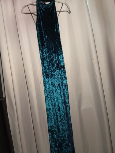 Teal velvet halter maxi - h&m,