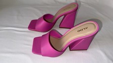Aldo Prisma Multiple Sizes Women’s Fuschia Pink Hot Block Heel Mules Shoes