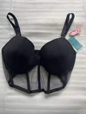 Black Mesh Longline Corset Bra