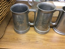 Caribbean Motive Pewter Pint