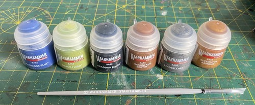 Warhammer paints and brush - and,