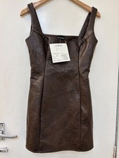 NWT PLT BROWN LEATHER LOOK MINI DRESS SIZE 8- CG A19