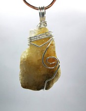 Golden Satyaloka Azeztulite Pendant - Wire wrapped - Non tarnish Silver Plate