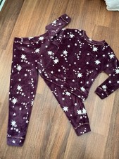 Women's M&S Purple Star Fleece Pyjamas Medium Star Design Size S Barely Worn