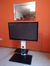 KING CANTILEVER TV STAND WITH TV BRACKET & SQUARED SHELF  COLOUR: WHITE