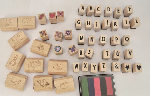 Wooden rubber stamp set - 40+,