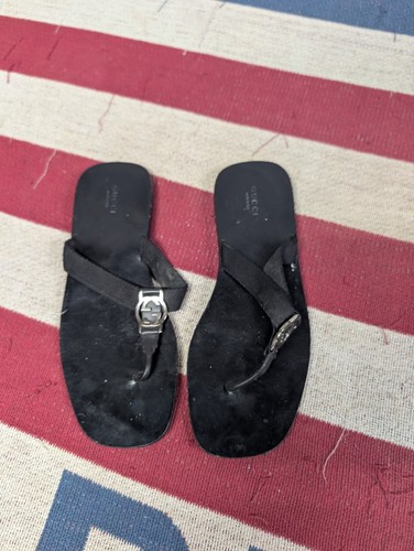 Gucci black leather - leather, thong