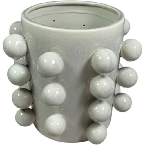 Cream ceramic bobble planter - ceramic,