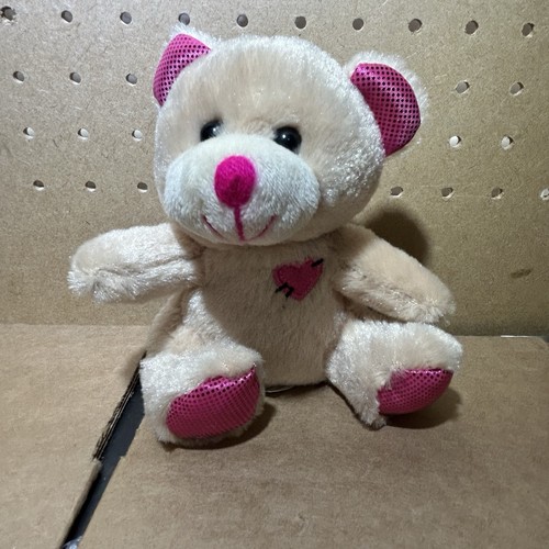 Pink beige tan teddy bear - pink,