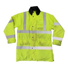 Hi-Vis 3/4 Waterproof Rain Coat Hood Security Traffic Marshal HVPC06B
