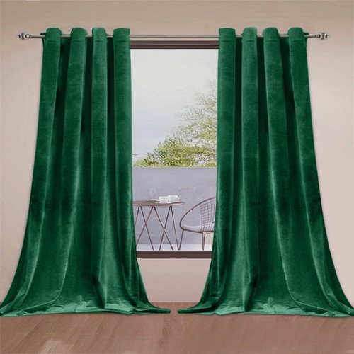 Crushed velvet curtains pair - curtains,