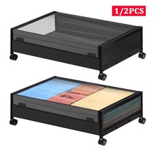 1/2 Pack Foldable Under-Bed Storage Boxes with Lid Fabric Underbed Containers