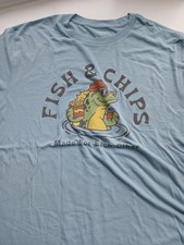 Fish and Chip T-Shirt XL Aqua Green Short Sleeve. Ideal for Fishing Boating