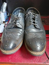 Mens Base London Kent black/charcoal Leather  wing tip Brogues  Shoes UK12 eu46