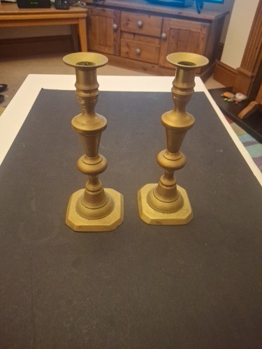 Pair brass candlesticks - pair,