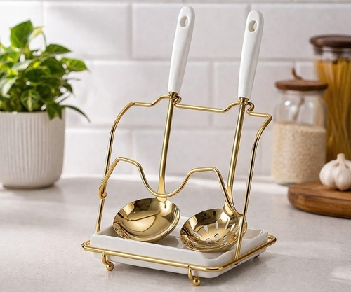 Golden dual standing spoons - golden,