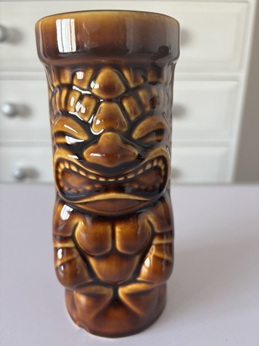 Brown ceramic tiki - ceramic, mug