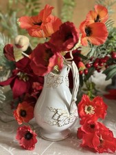 Antique Staffordshire Pearl Ware Jug Pitcher Embossed Gilded Grape Vine Leaf