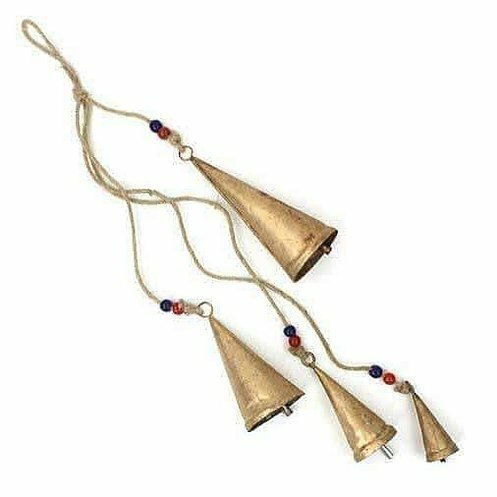 Hanging conical bells - on, rope