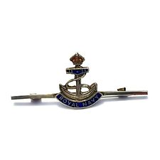 WW1 British Royal Navy Enamelled Silver Sweetheart Bar Brooch with King’s Crown
