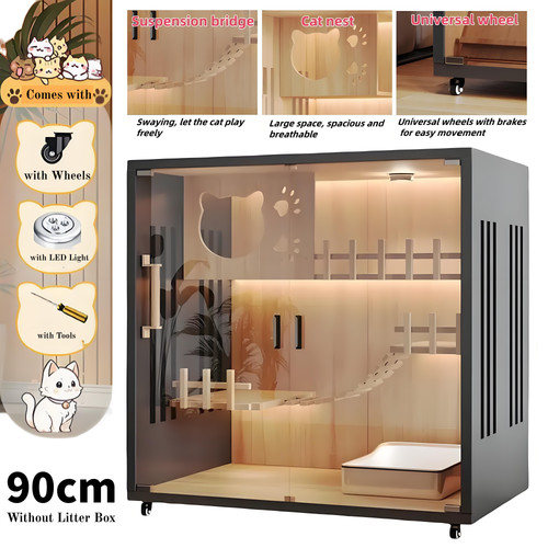 Wooden cat enclosure with - cat,