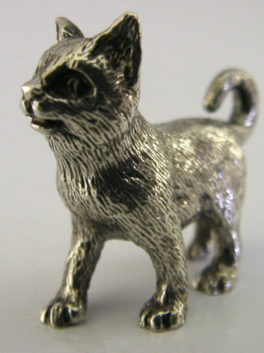 Sterling silver cast cat - sterling,