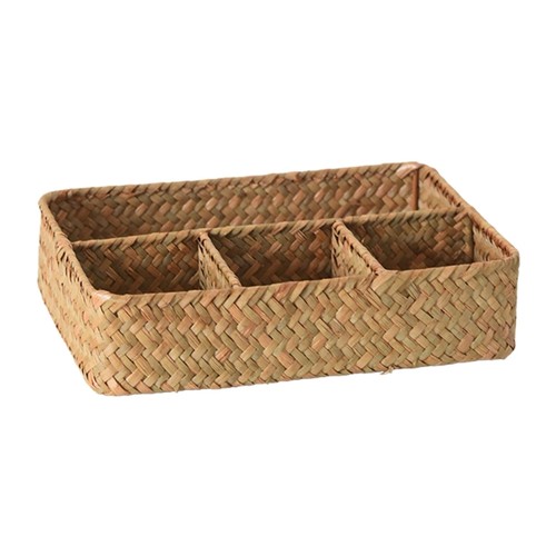 Straw woven storage box with - storage,