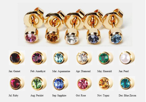 Ear stud birthstone cubic - stud,
