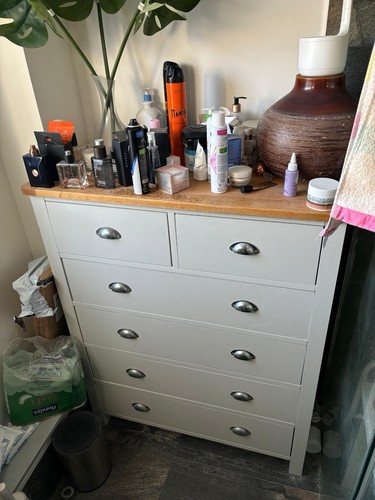 Grey oak drawer tall - grey, 6-drawer