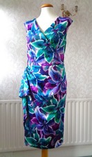 Debenhams Collection Purple & Turquoise  Floral Evening/Occasion Dress Size 16