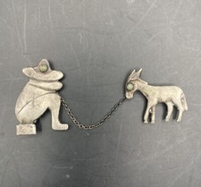 Vtg Burro Donkey & Man Brooch Pin Marked Mexico Silver Vintage Mexico Turquoise