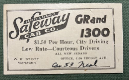 C1940 safeway taxi cab company - c1940,