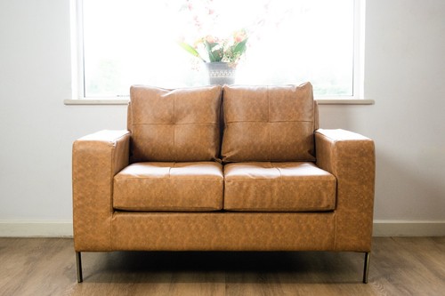 Brown tan faux - brown/tan, sofa