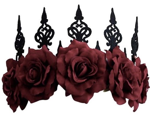 Womens gothic dark red rose - red,