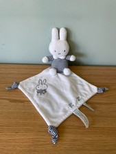 Miffy Bunny Rabbit White & Blue Striped Plush Comforter Blanket [2021]