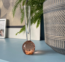 Vintage Bud Vase  Pink Clear